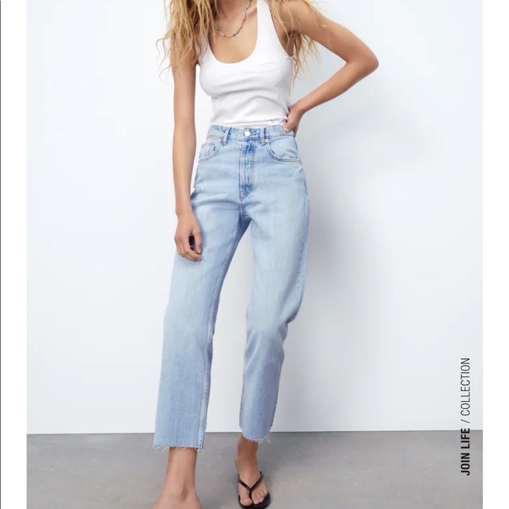 Zara High Rise Straight Leg Jean